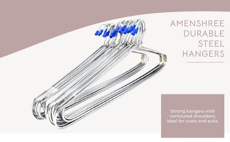 AMENSHREE Strong Durable Steel Cloth Hanger Pack of 12 Pieces (Blue, 12)(Metal) - Image 2