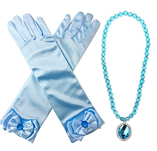 Yosbabe Princess Wig Braid with Tiara Necklace Gloves Princess Dress Up Costume Cosplay Accessories for Kids Girls - Image 3