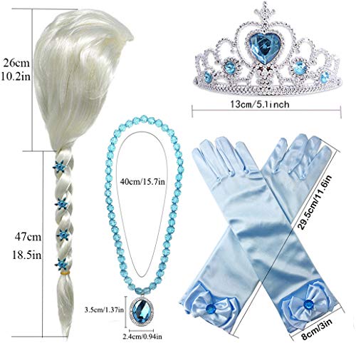 Yosbabe Princess Wig Braid with Tiara Necklace Gloves Princess Dress Up Costume Cosplay Accessories for Kids Girls - Image 5