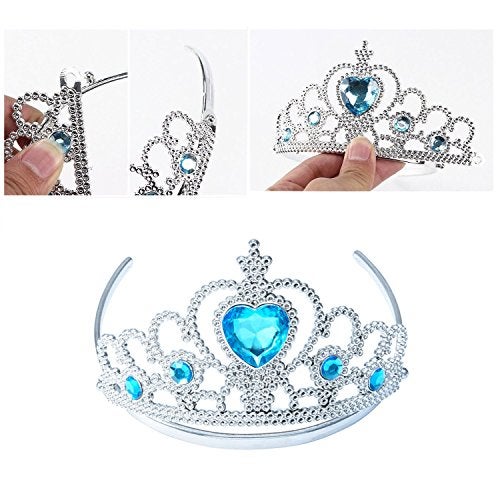Yosbabe Princess Wig Braid with Tiara Necklace Gloves Princess Dress Up Costume Cosplay Accessories for Kids Girls - Image 4