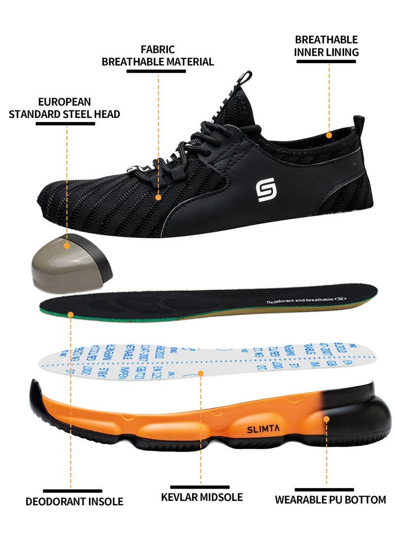 SLIMTA - SLIMTA Men Women Safety Shoes Non-Slip Steel Toe Cap Trainers with Breathable Mesh Lightweight Comfortable Puncture Proof Industrial Shoes - Image 1