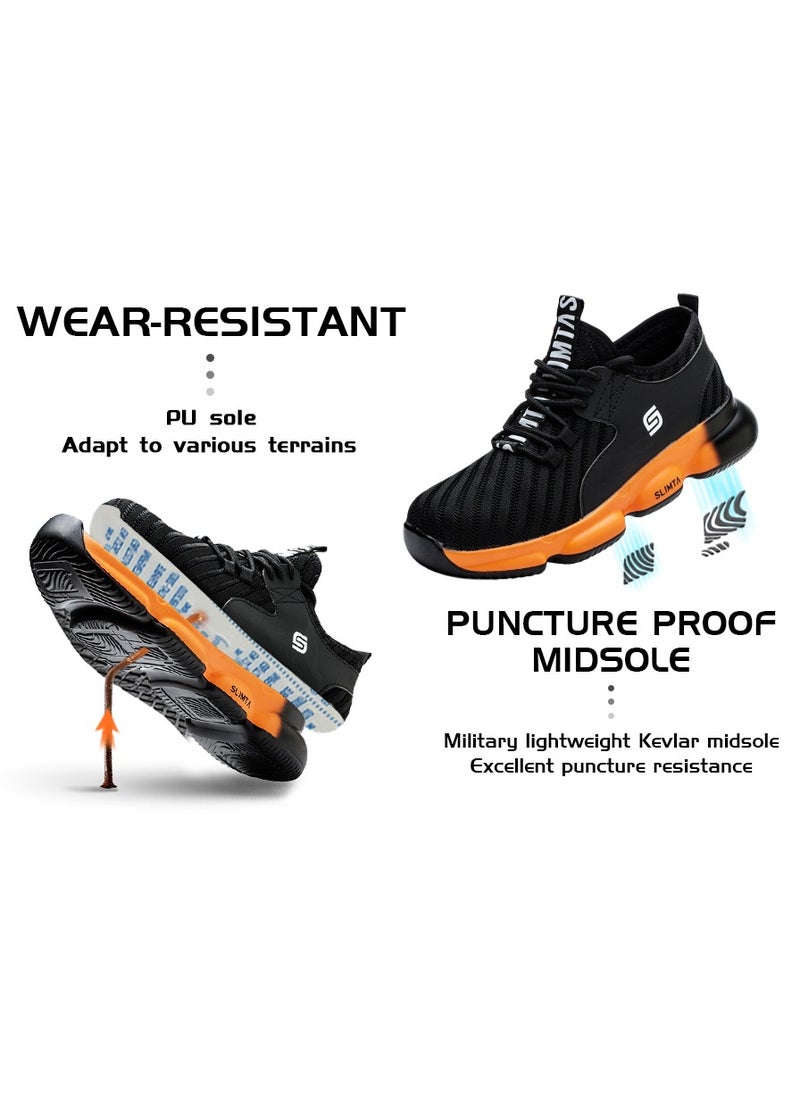 SLIMTA - SLIMTA Men Women Safety Shoes Non-Slip Steel Toe Cap Trainers with Breathable Mesh Lightweight Comfortable Puncture Proof Industrial Shoes - Image 1
