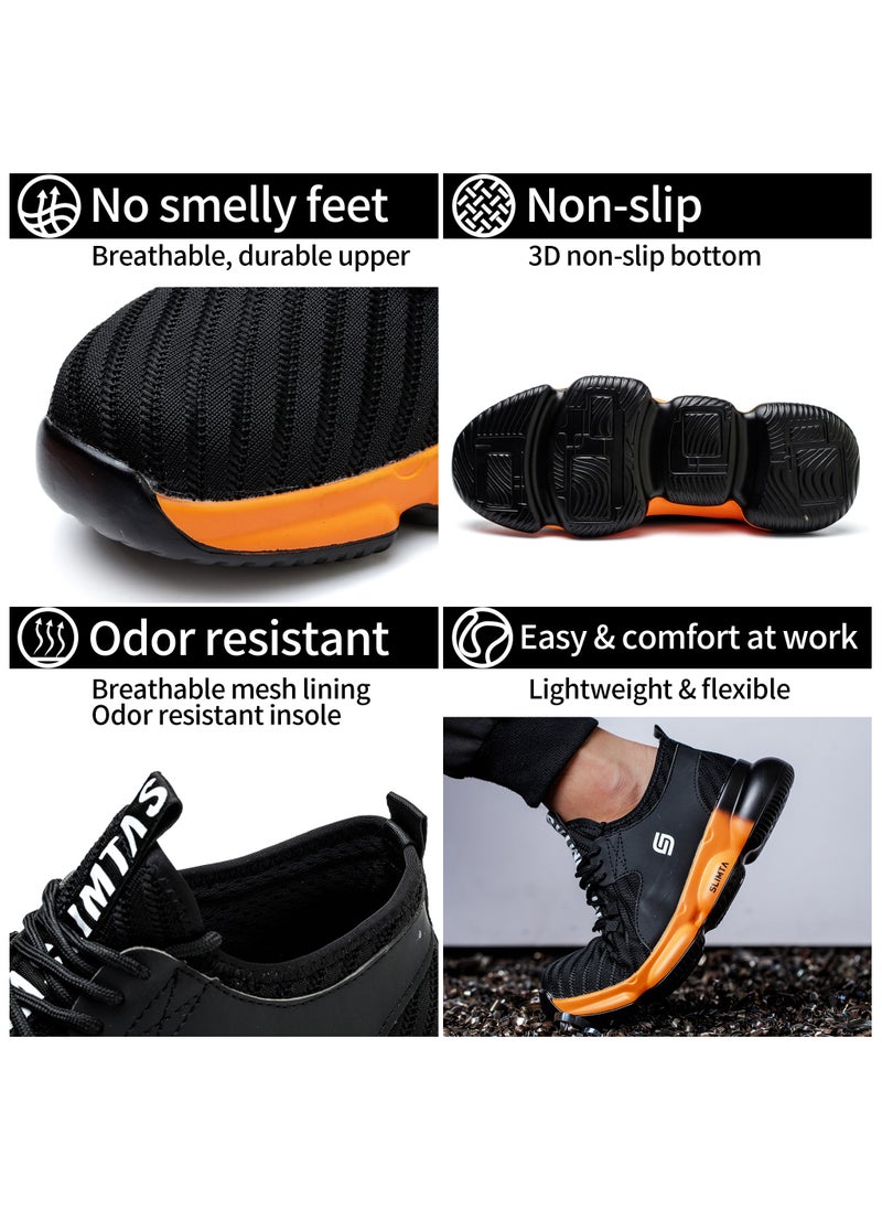 SLIMTA - SLIMTA Men Women Safety Shoes Non-Slip Steel Toe Cap Trainers with Breathable Mesh Lightweight Comfortable Puncture Proof Industrial Shoes - Image 1