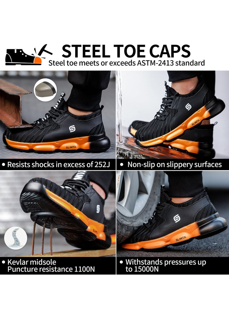 SLIMTA - SLIMTA Men Women Safety Shoes Non-Slip Steel Toe Cap Trainers with Breathable Mesh Lightweight Comfortable Puncture Proof Industrial Shoes - Image 1