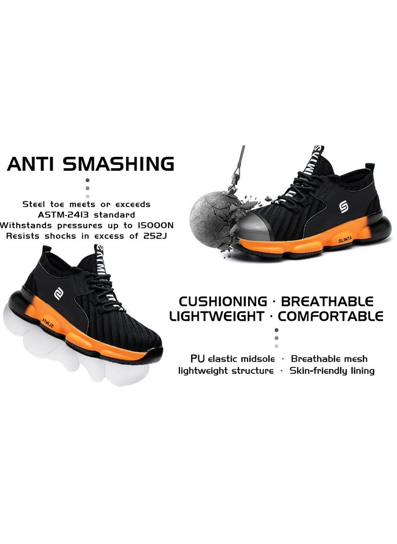 SLIMTA - SLIMTA Men Women Safety Shoes Non-Slip Steel Toe Cap Trainers with Breathable Mesh Lightweight Comfortable Puncture Proof Industrial Shoes - Image 1