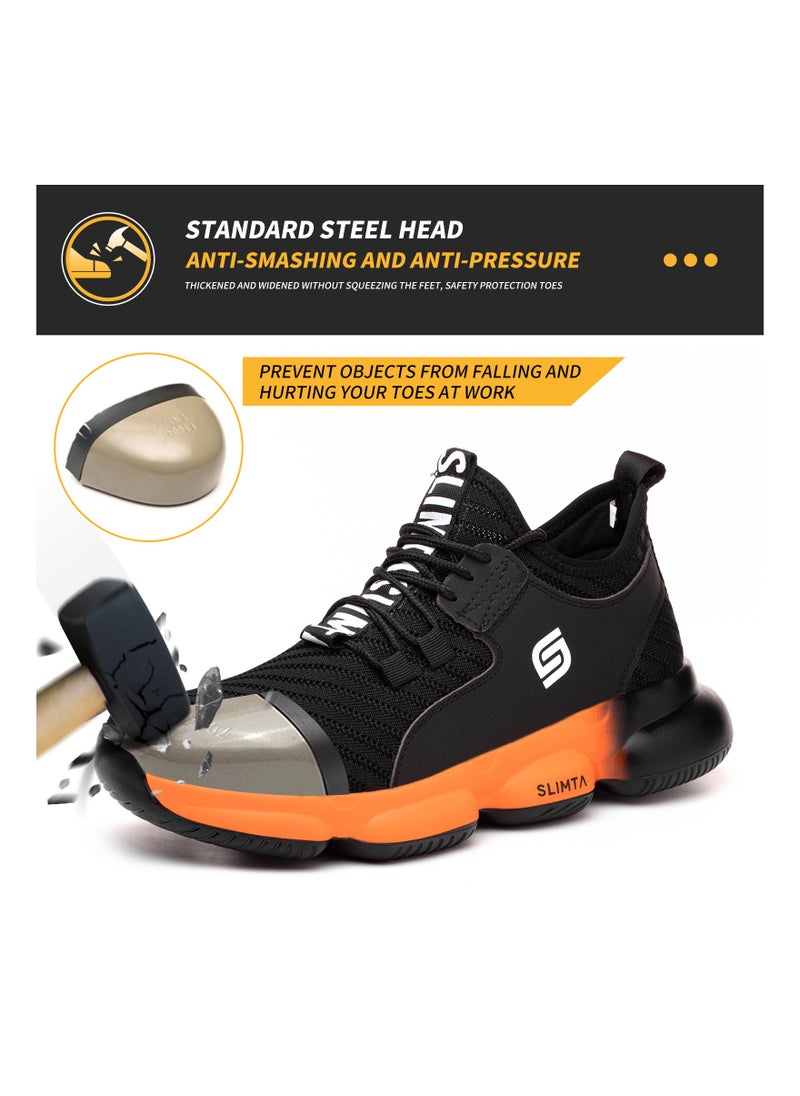 SLIMTA - SLIMTA Men Women Safety Shoes Non-Slip Steel Toe Cap Trainers with Breathable Mesh Lightweight Comfortable Puncture Proof Industrial Shoes - Image 1