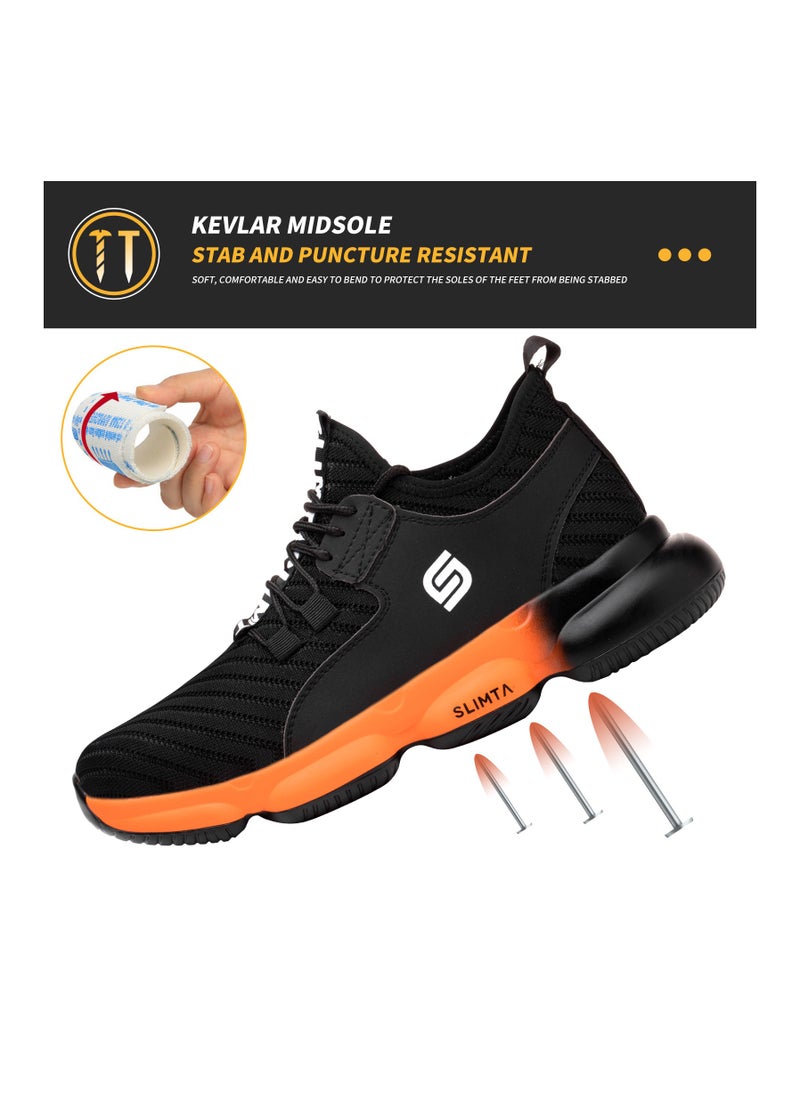 SLIMTA - SLIMTA Men Women Safety Shoes Non-Slip Steel Toe Cap Trainers with Breathable Mesh Lightweight Comfortable Puncture Proof Industrial Shoes - Image 1