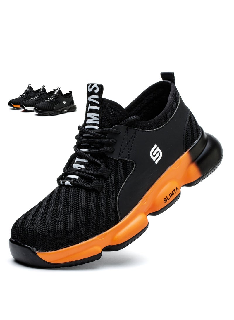 SLIMTA - SLIMTA Men Women Safety Shoes Non-Slip Steel Toe Cap Trainers with Breathable Mesh Lightweight Comfortable Puncture Proof Industrial Shoes - Image 1