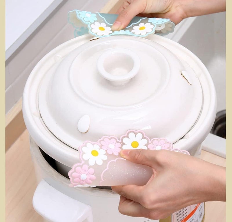 Turbid Silicone Coasters for Dining Table, Set of 3 15 * 15 CM Medium Round Pink Daisy Flower Design, Non-Slip, Heat Resistant Trivet Mats, Dining Table Pads for Hot Pots, Bowls, Dishes & Drink - Image 5