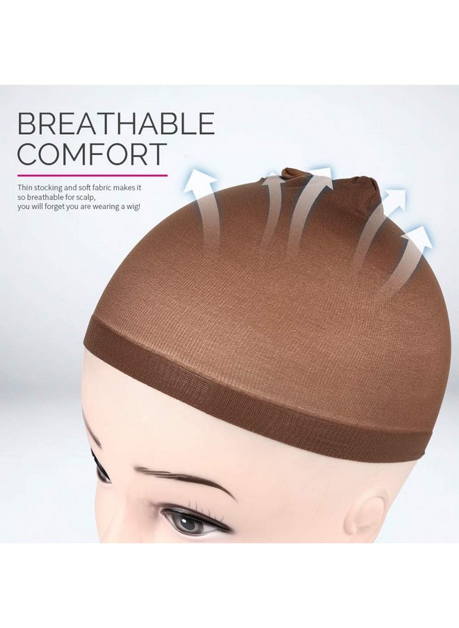 FANDAMEI FANDAMEI Wig Cap, 4 pieces Dark Brown Stocking Wig Caps Stretchy Nylon Wig Caps for Women  - Image 4