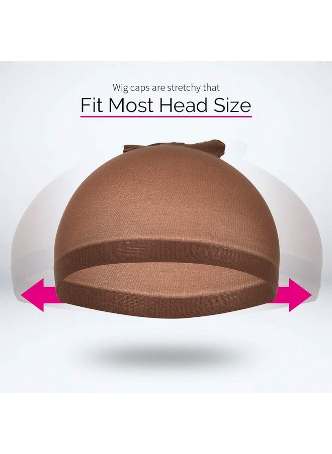 FANDAMEI FANDAMEI Wig Cap, 4 pieces Dark Brown Stocking Wig Caps Stretchy Nylon Wig Caps for Women  - Image 2