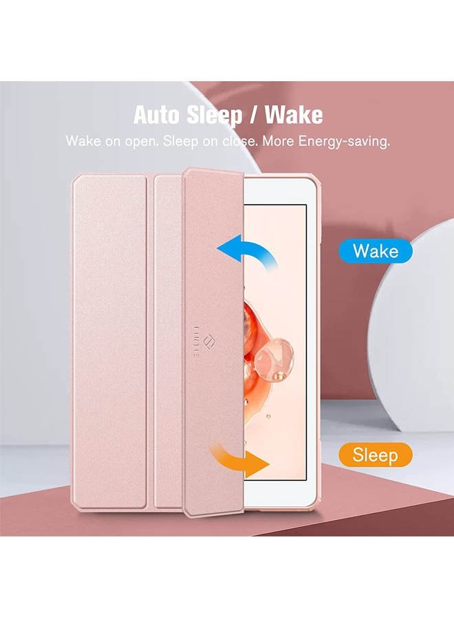روك بو أبل آي باد 10.2 بوصة ( 2021 / 200 / 2019 ) غطاء الحماية ، مع حامل القلم ، [ دعم أبل قلم رصاص شحن لمسة معرف ] ، حالة شفافة ، مع التنبيه التلقائي / النوم ، الوردي - Image 3