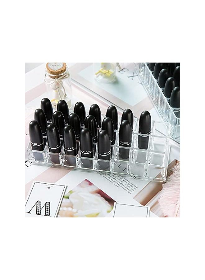 The Bros Lipstick Holder, 24 Spaces Clear Acrylic Lipstick Organizer Display Stand Cosmetic Makeup Organizer for Lipstick, Brushes, Bottles, and More  - Image 3