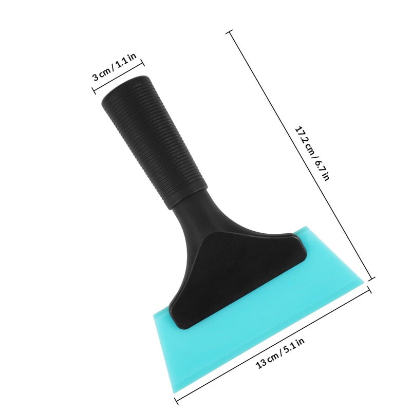 Small Car Squeegee Soft Rubber Blade TPU Windshield Water Scraper Blue Plastic Handle - Image 3