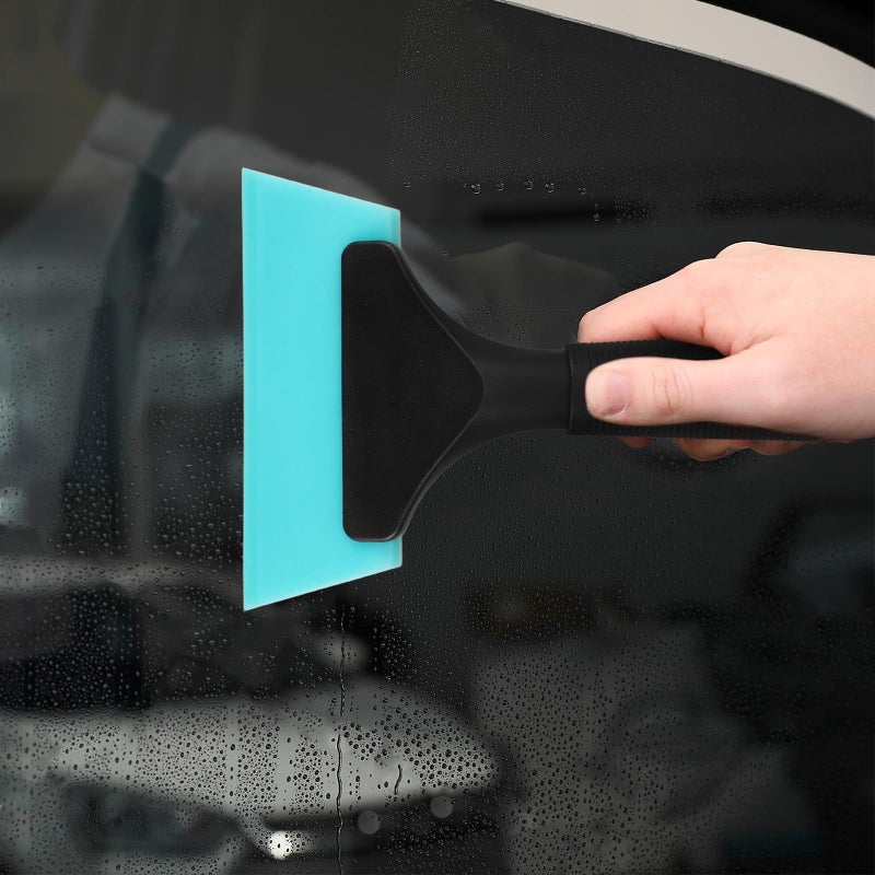 Small Car Squeegee Soft Rubber Blade TPU Windshield Water Scraper Blue Plastic Handle - Image 5