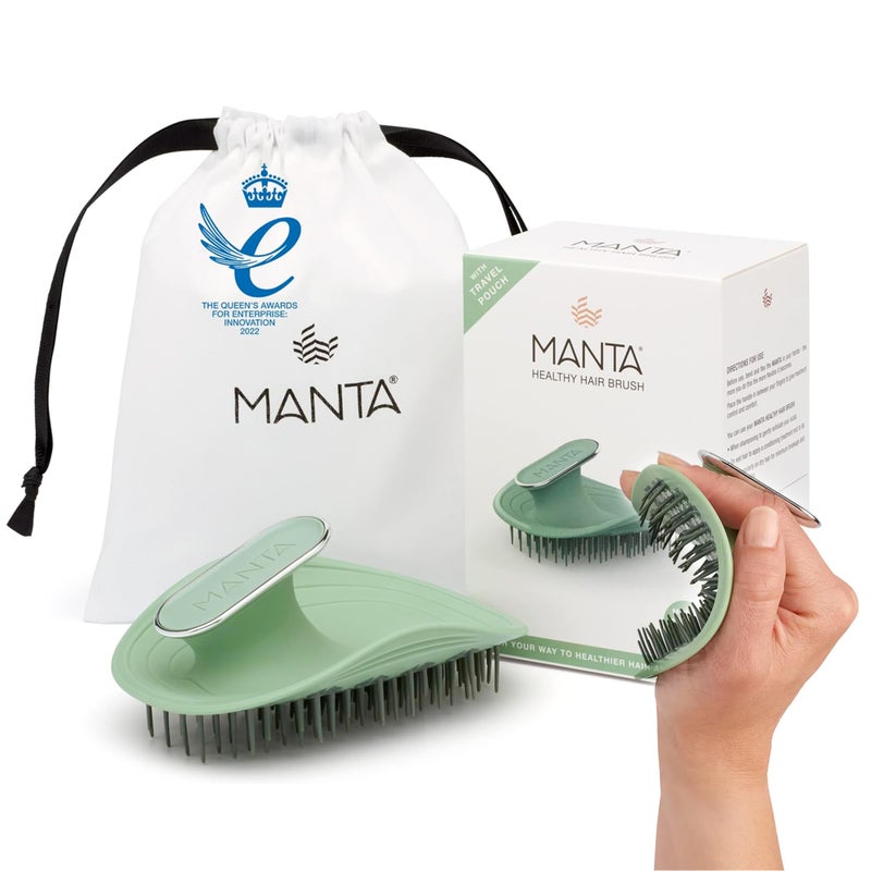 Manta Original AntiBreakage Hairbrush Gentle Detangling Brush for Wet Dry Hair Flexible Hairbrush for All Types Healthy Hair Care for Women Men Serene Green - Image 2