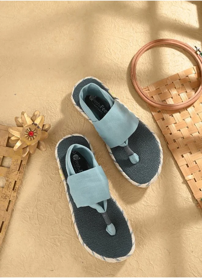 فريش فيت T-Strap Slingback Flat Sandals by Styli