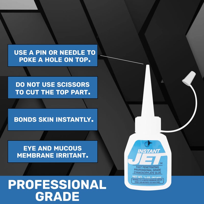 JET GLUE غراء جيت - غراء جيت فوري - غراء CA طويل الأمد - متعدد الاستخدامات سريع العمل - يخترق المواد المسامية ويزيد من مقاومة الصدمات - 2 أونصة - Image 2
