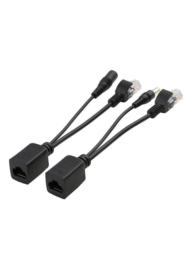 NIBEMINENT 2-Piece POE Adapter Wire RJ45 Injector Splitter Ethernet Synthesizer Separator Black - Image 1