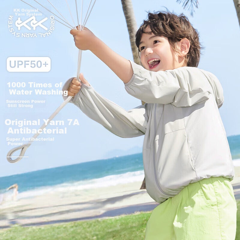 JD Jing Zao Kocotree Children's Sun Protection Clothing, Original Yarn UV-Resistant Ice Silk Cool Breathable Jacket for Boys And Girls Summer, Fine Rain Gray - Image 1