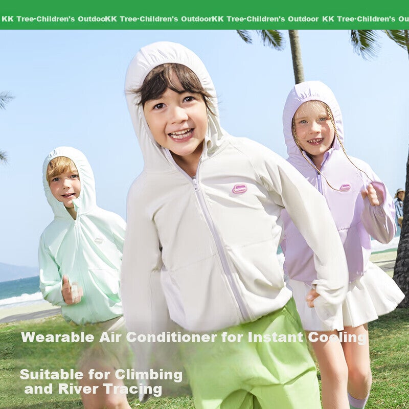 JD Jing Zao Kocotree Children's Sun Protection Clothing, Original Yarn UV-Resistant Ice Silk Cool Breathable Jacket for Boys And Girls Summer, Fine Rain Gray - Image 5