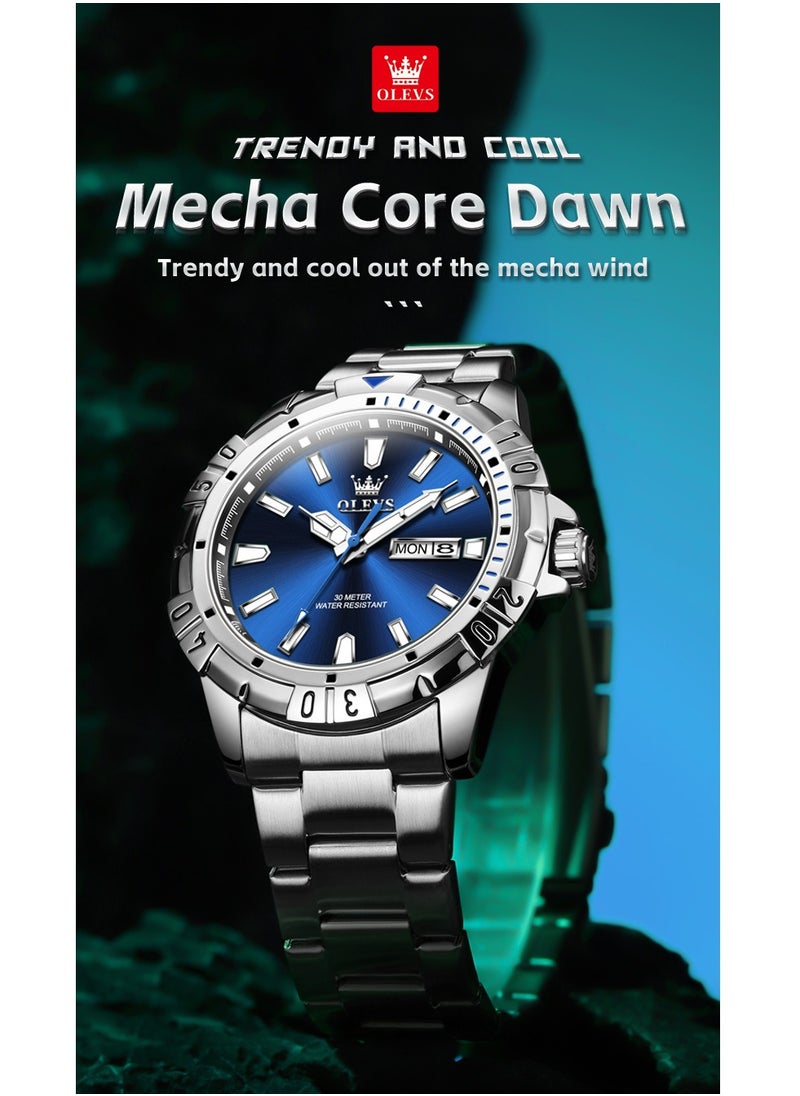 OLEVS - Watches for Men Quartz Stainless Steel Water Resistant Watch 42mm Sliver 5560 - Image 1