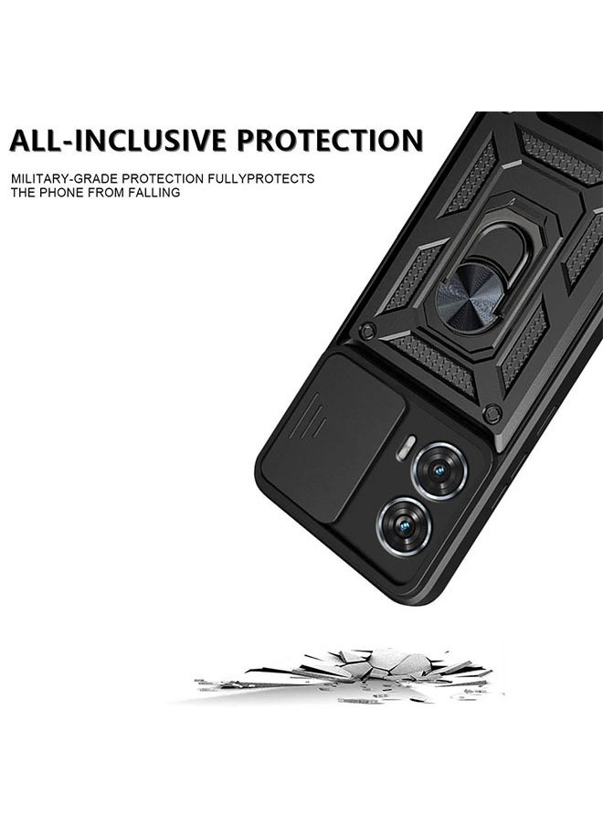 Motorola Edge 50 Fusion 5G Case Cover Protector Accessories with Camera Len Protection Anti-Scratch Shockproof Anti-Fingerprints Back Cover with 360 Car Mount Magnetic Ring Holder Case Protector