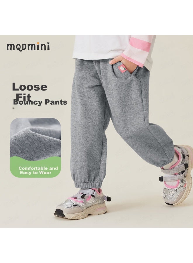 Mqdmini Girls' Pants, Children'S Sweatpants, Loose-Fitting Tapered Trousers For Young Girls, Autumn Style, With Pockets And Floral Pattern - Image 1