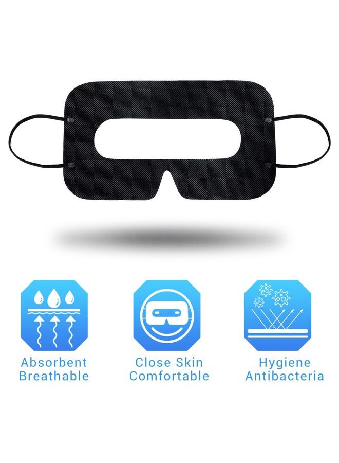 Treela 200 قطعة قناع وجه VR قابل للتصرف قناع تنفس لقناع VR من قماش غير منسوج غطاء قناع VR صحي، قناع VR ريفت، وسادة تغطية عين VR (أسود) - Image 4