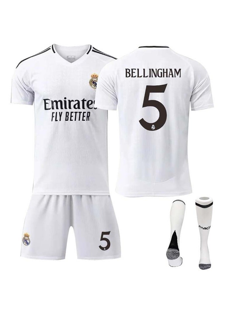 2024/25 Real Madrid Football Jersey BELLINGHAM #5 Football Jersey/Shorts Socks Gift Set Kids Sizes And Adult Sizes for Fans and Friends - Image 1