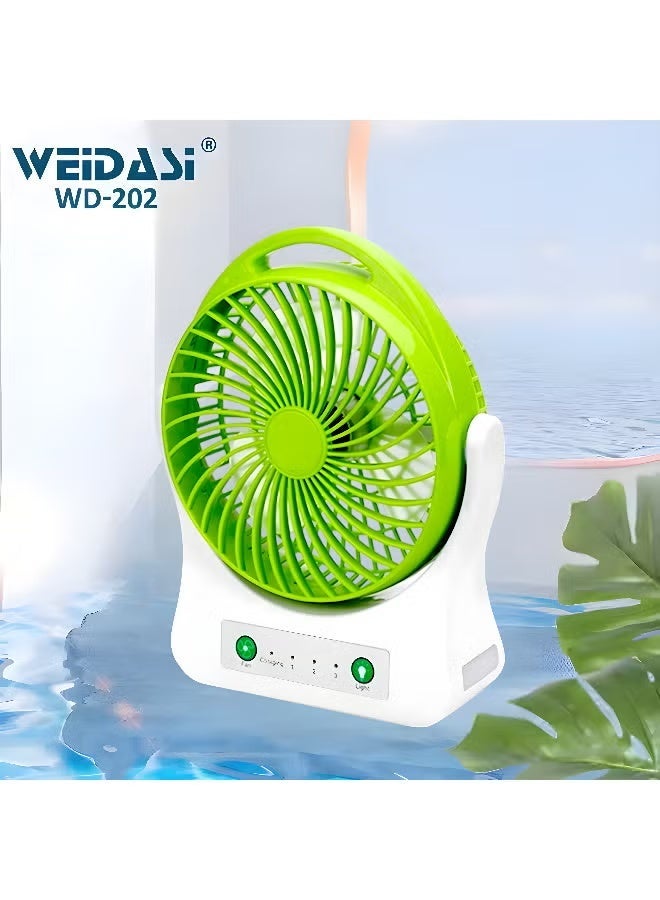 WEIDASI Rechargeable Fan with LED Light – Power Bank Feature for Mobile Charging - Image 4