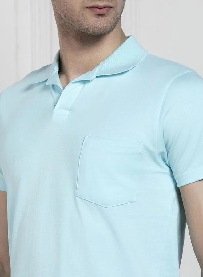 Dennis Lingo Dennis lingo Men Blue Slim Fit Cotton Polo