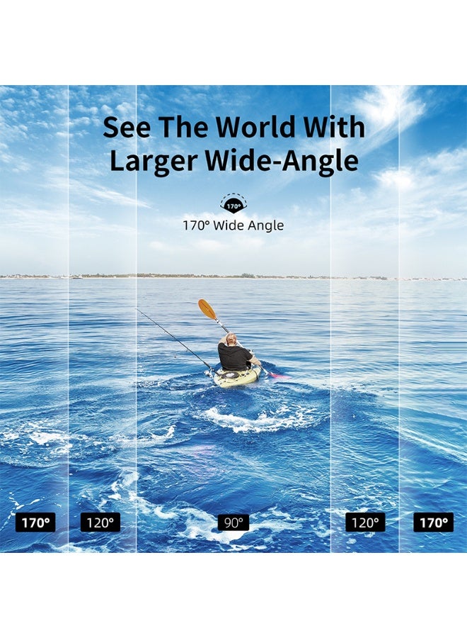 أوسيك كاميرا أكشن 5K مع شاشة لمس مزدوجة، بدقة 48 ميجابكسل، 4K بمعدل 60 إطارًا في الثانية، زاوية واسعة 170 درجة، جهاز تحكم عن بُعد لاسلكي، مقاومة للماء حتى عمق 30 مترًا، مثبت إلكتروني، بطاقة ذاكرة TF سعة 64 جيجابايت - مثالية للرياضة والغوص - Image 3