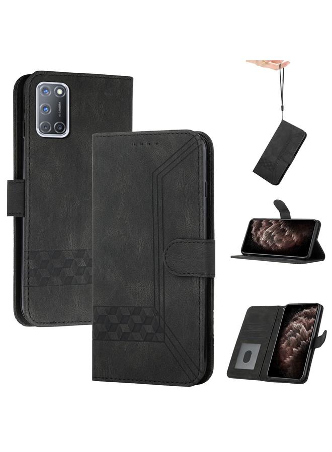 اس-توب جراب هاتف OPPO A52 / A72 / A92 جراب هاتف جلدي قابل للطي بملمس مكعب - Image 1