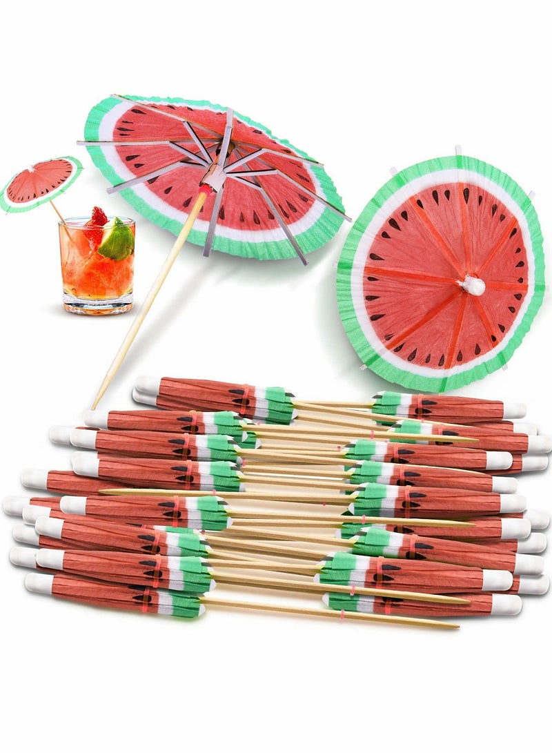 Drink Umbrella Decorative Toothpick, Watermelon Paper Cocktail With Decor for Beverage Cupcake Dessert Decor, Fruit Forks (40 Pcs) - Image 1