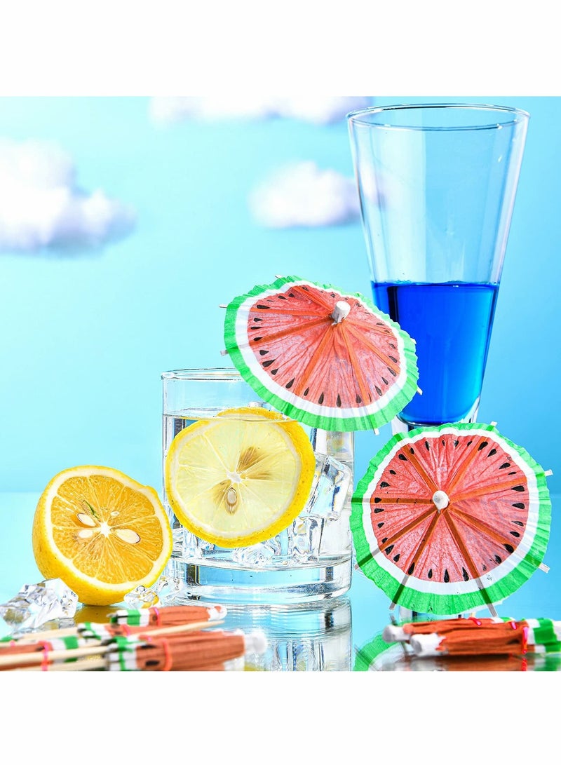 Drink Umbrella Decorative Toothpick, Watermelon Paper Cocktail With Decor for Beverage Cupcake Dessert Decor, Fruit Forks (40 Pcs) - Image 2