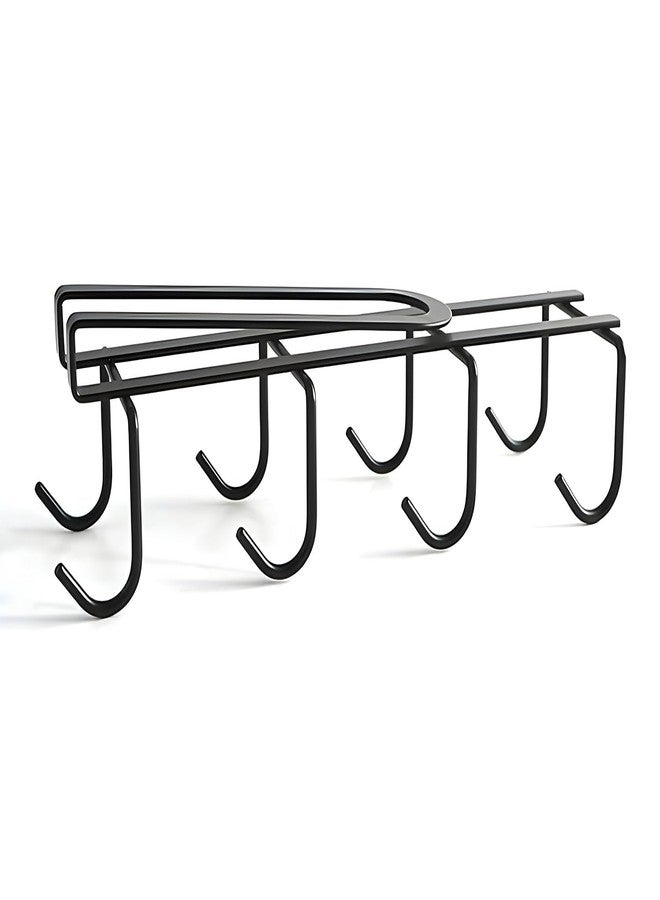 DekoTech Under Shelf Mug Holder, Metal Cup Rack with 8 Hooks, Space-Saving Kitchen Storage Organizer, Black, Drill-Free Installation - Image 1