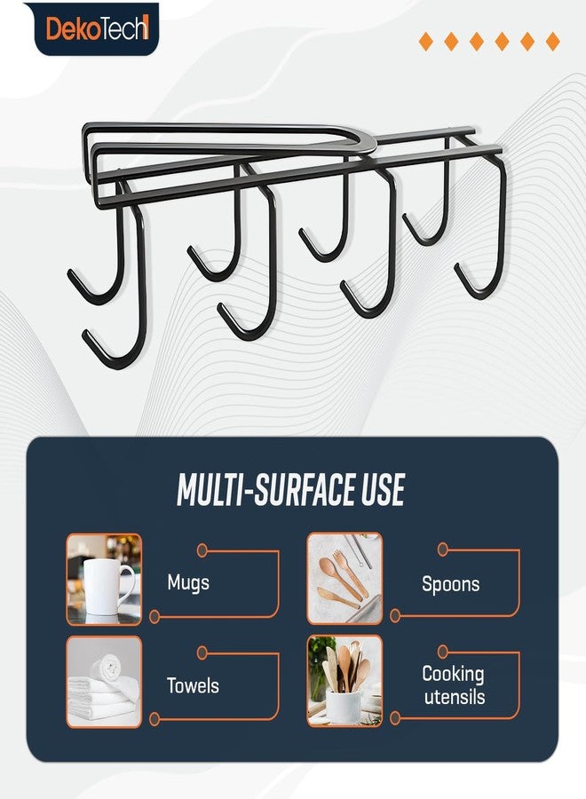DekoTech Under Shelf Mug Holder, Metal Cup Rack with 8 Hooks, Space-Saving Kitchen Storage Organizer, Black, Drill-Free Installation - Image 5