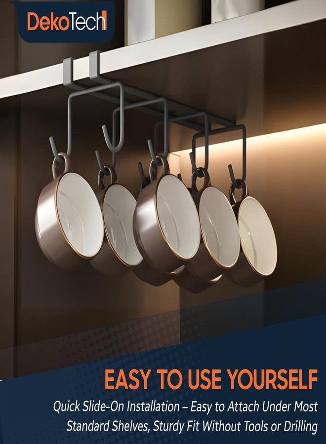 DekoTech Under Shelf Mug Holder, Metal Cup Rack with 8 Hooks, Space-Saving Kitchen Storage Organizer, Black, Drill-Free Installation - Image 4