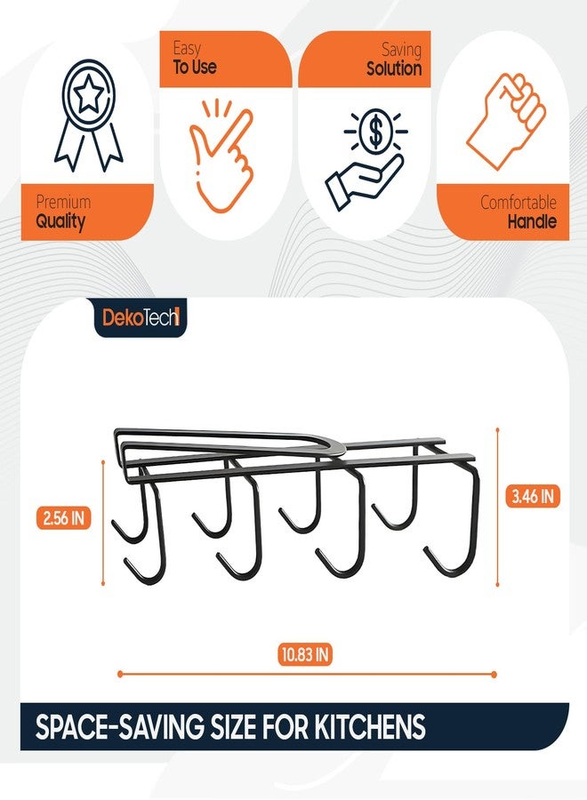 DekoTech Under Shelf Mug Holder, Metal Cup Rack with 8 Hooks, Space-Saving Kitchen Storage Organizer, Black, Drill-Free Installation - Image 2