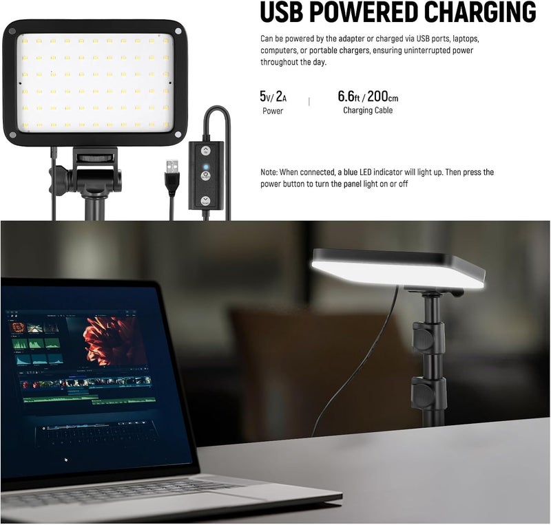 NEEWER Basics 2 Pack LED Video Light Panel Lighting Kit, Bi Color Dimmable Portable Studio Lights with Stands & Filters, 3200K-5600K 750lux CRI95 for Video Recording Live Streaming Photography, BP66 - Image 4