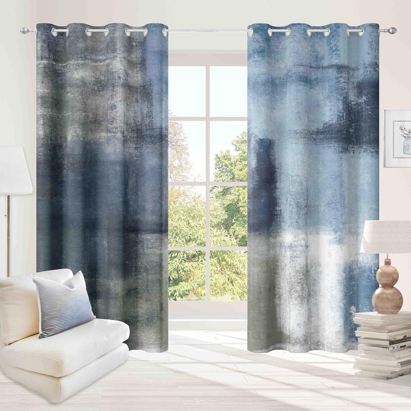 Asuexpect Dusty Blue Abstract Curtains 2 Panels Set Navy Grey Geometric Curtain Modern Chic Window Treatments Decorative for Farmhouse Living Room Bedroom Window 50 Darkening Curtain 52x84 Inch