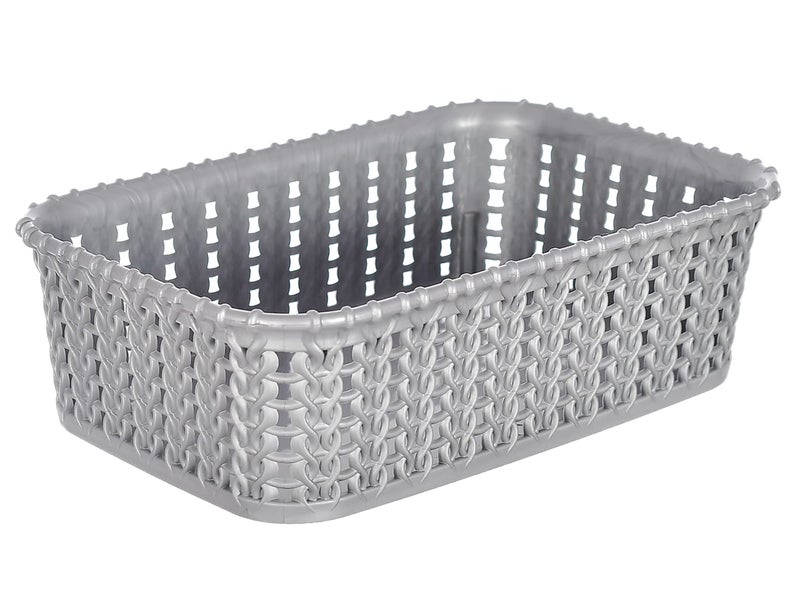 Kuber Industries Multipurposes Small M 15 Plastic Basket, Organizer for Kitchen, Countertops, Cabinets, Bathrooms Without Lid- Pack of 4 (Grey & Brown) -46KKM0132 - Image 2