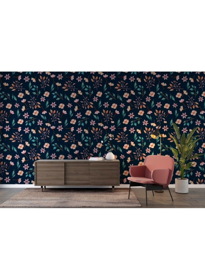 Home Gallery Trendy Floral Pattern Fabric Wallpaper Covers An Area ​​Up To 4.2Mx3M With Adhesive  And Smoothing Tool  - Image 2
