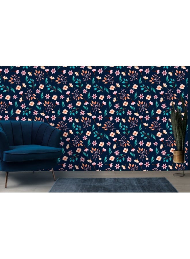 Home Gallery Trendy Floral Pattern Fabric Wallpaper Covers An Area ​​Up To 4.2Mx3M With Adhesive  And Smoothing Tool  - Image 1