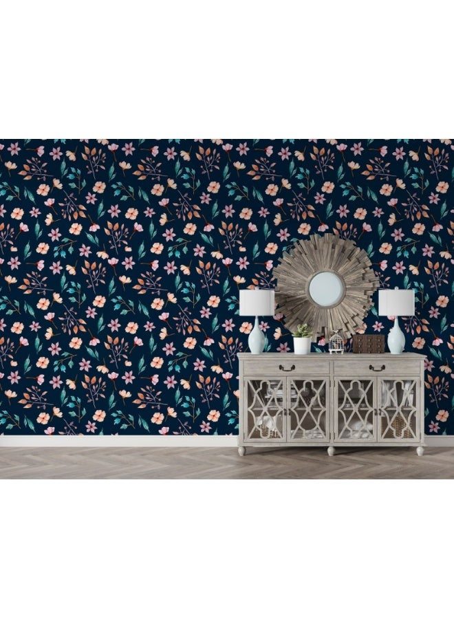 Home Gallery Trendy Floral Pattern Fabric Wallpaper Covers An Area ​​Up To 4.2Mx3M With Adhesive  And Smoothing Tool  - Image 3