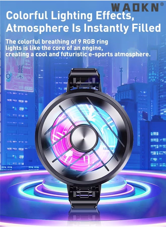 WAOKN - Mobile Phone Cooler, Phone Cooling Fan for Gaming And Live Streaming，Two Speed Adjustment, Fixture Design, Semiconductor Phone Cooler with RGB Light,Mini Phone Fan for Mobile Phone Tablet PC ipad - Image 1