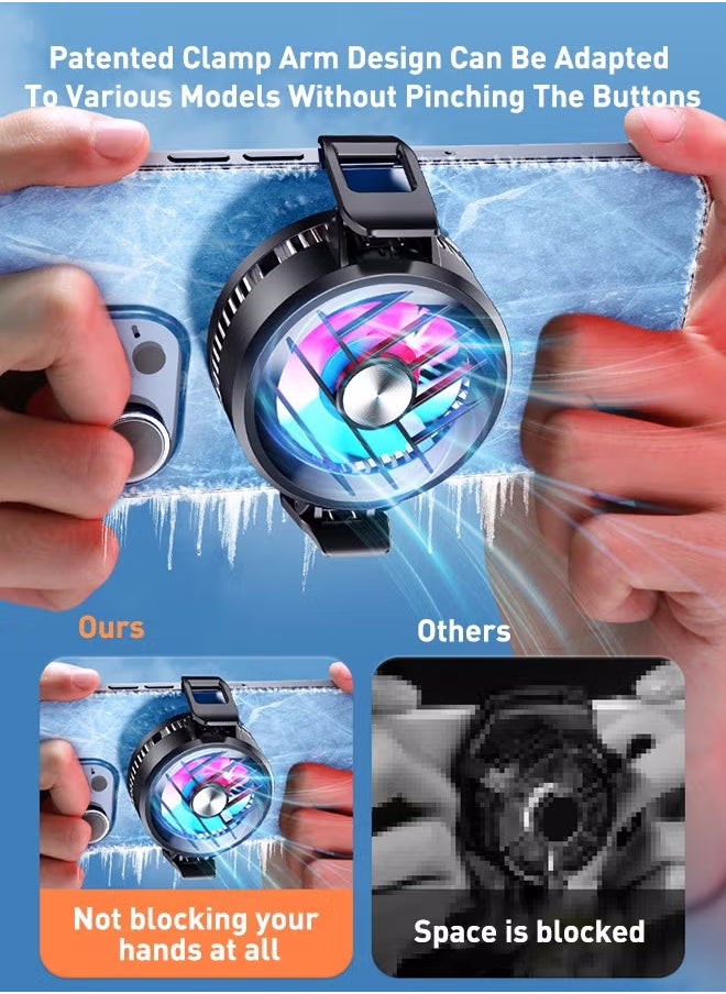 WAOKN - Mobile Phone Cooler, Phone Cooling Fan for Gaming And Live Streaming，Two Speed Adjustment, Fixture Design, Semiconductor Phone Cooler with RGB Light,Mini Phone Fan for Mobile Phone Tablet PC ipad - Image 1