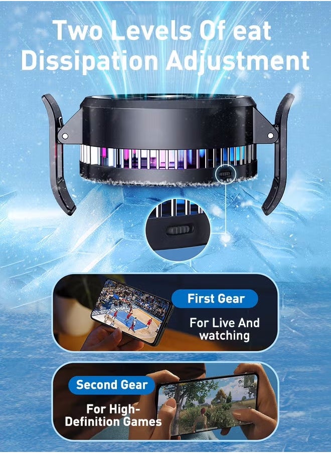 WAOKN - Mobile Phone Cooler, Phone Cooling Fan for Gaming And Live Streaming，Two Speed Adjustment, Fixture Design, Semiconductor Phone Cooler with RGB Light,Mini Phone Fan for Mobile Phone Tablet PC ipad - Image 1