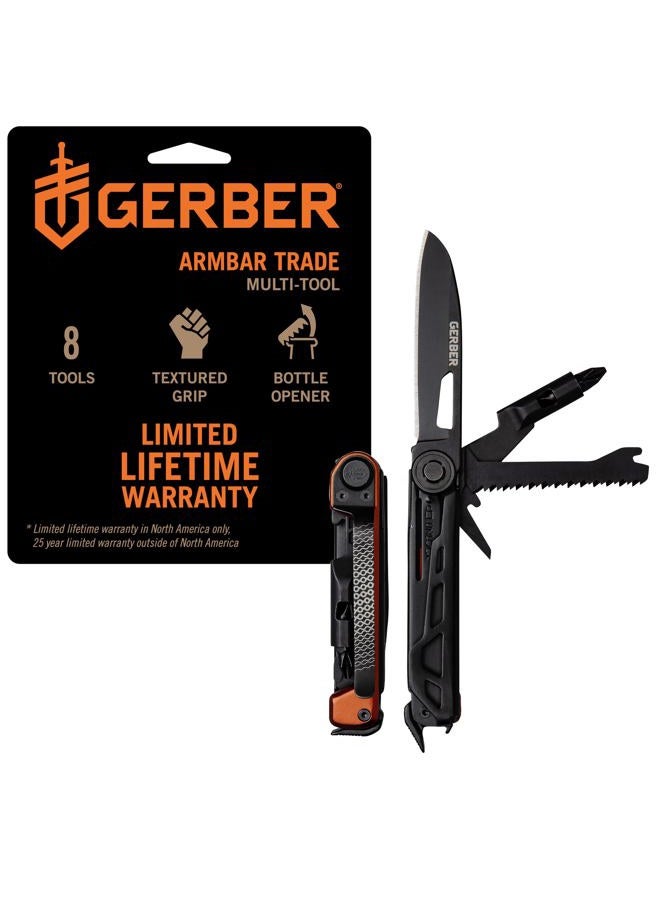 Gerber أداة متعددة الاستخدامات Gear Armbar Trade 8 في 1 - شفرة حادة بطول 2.5 بوصة، قضيب رافعة، مطرقة - معدات وأدوات EDC - برتقالي محترق - Image 1